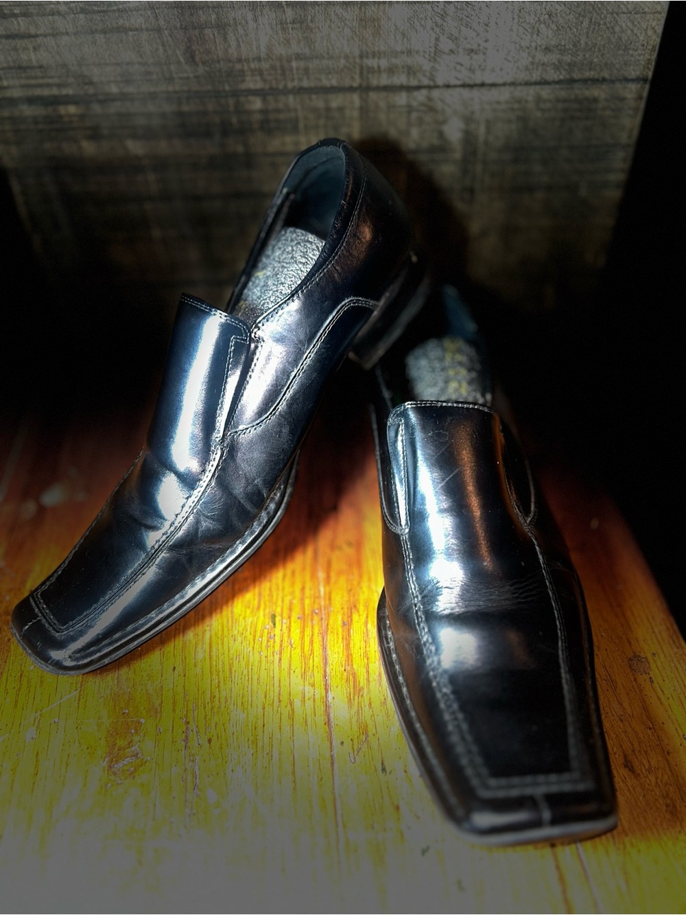 adidas Men's Black Patent Slip-On Oxfords